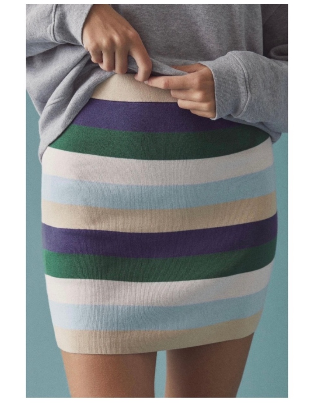 Anthropologie KULE Misty Colorblocked Striped Skirt Size Medium Sweater Skirt